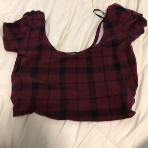 Forever 21 Red Plaid Crop Top